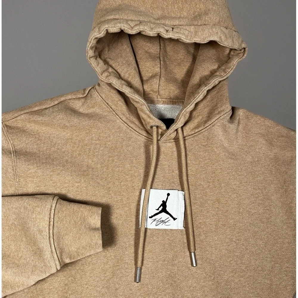 Jordan Flight Fleece Men's Small Pullover Hoodie Hemp-Heather DQ7338-201-EUC